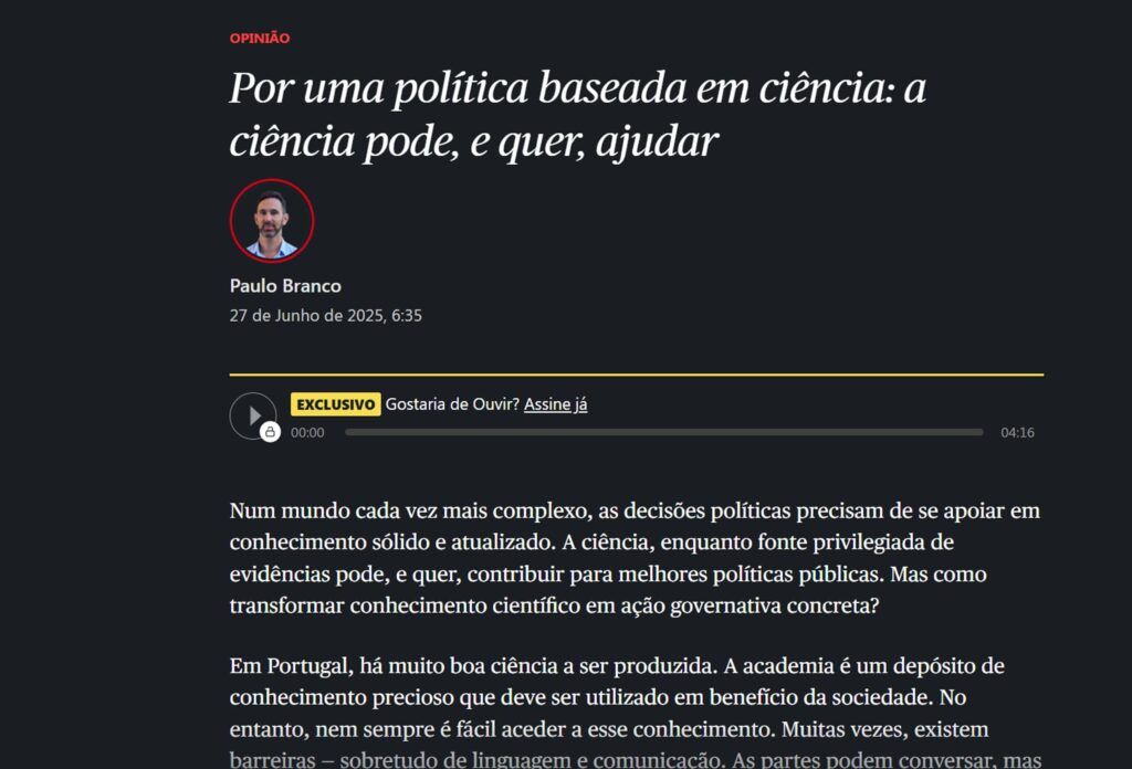 “Science Can — and Wants to — Help!”: Público Opinion Piece Reinforces TERRA’s Commitment to Evidence-Informed Public Policy Imagem capa noticia Paulo Publico
