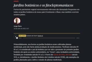 Researcher Jorge Paiva signs article on the role of botanical gardens and the threat of “phytokleptomania” Researcher Jorge Paiva signs article on the role of botanical gardens and the threat of “phytokleptomania”